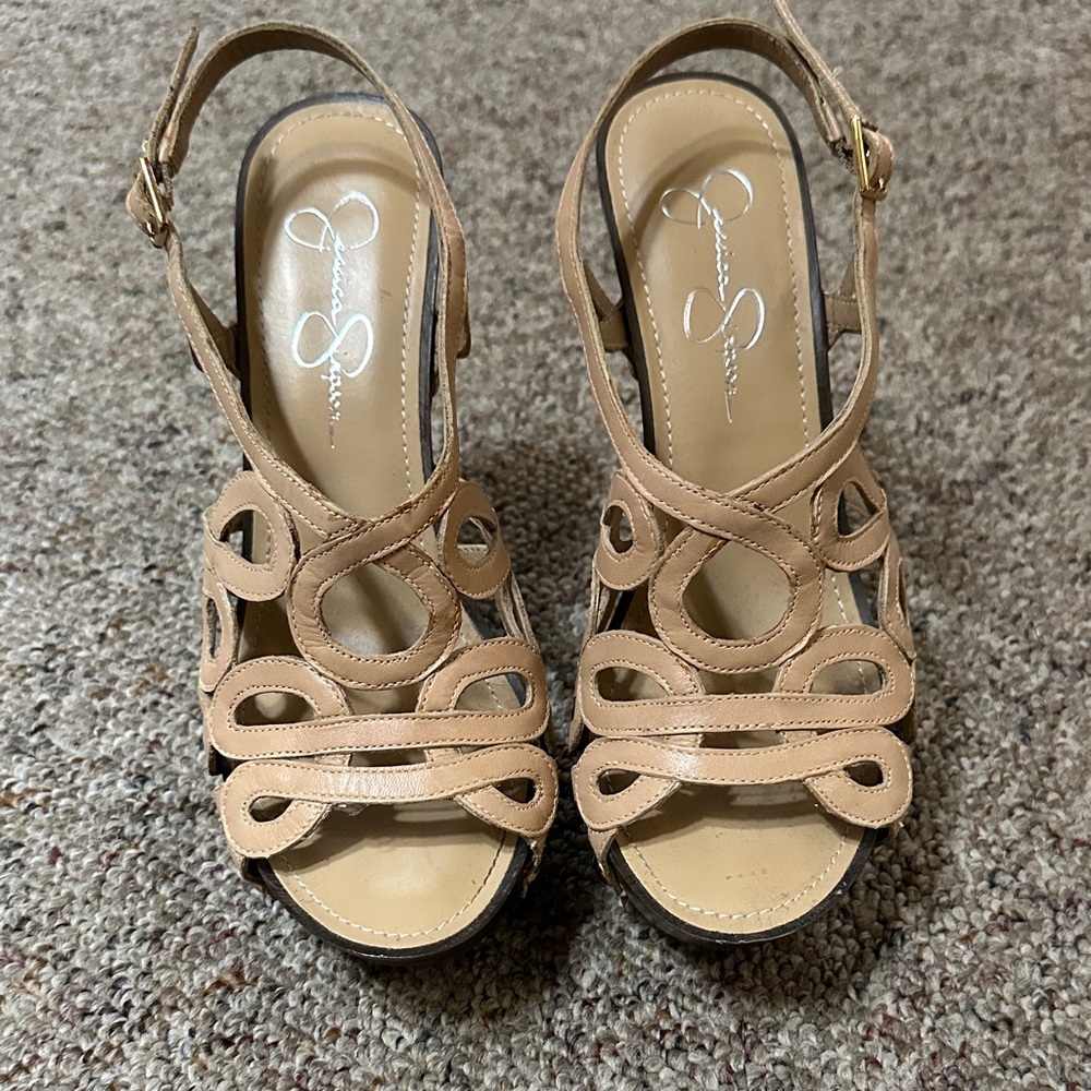 Jessica Simpson Tan Strappy Heels - Picture 2 of 5